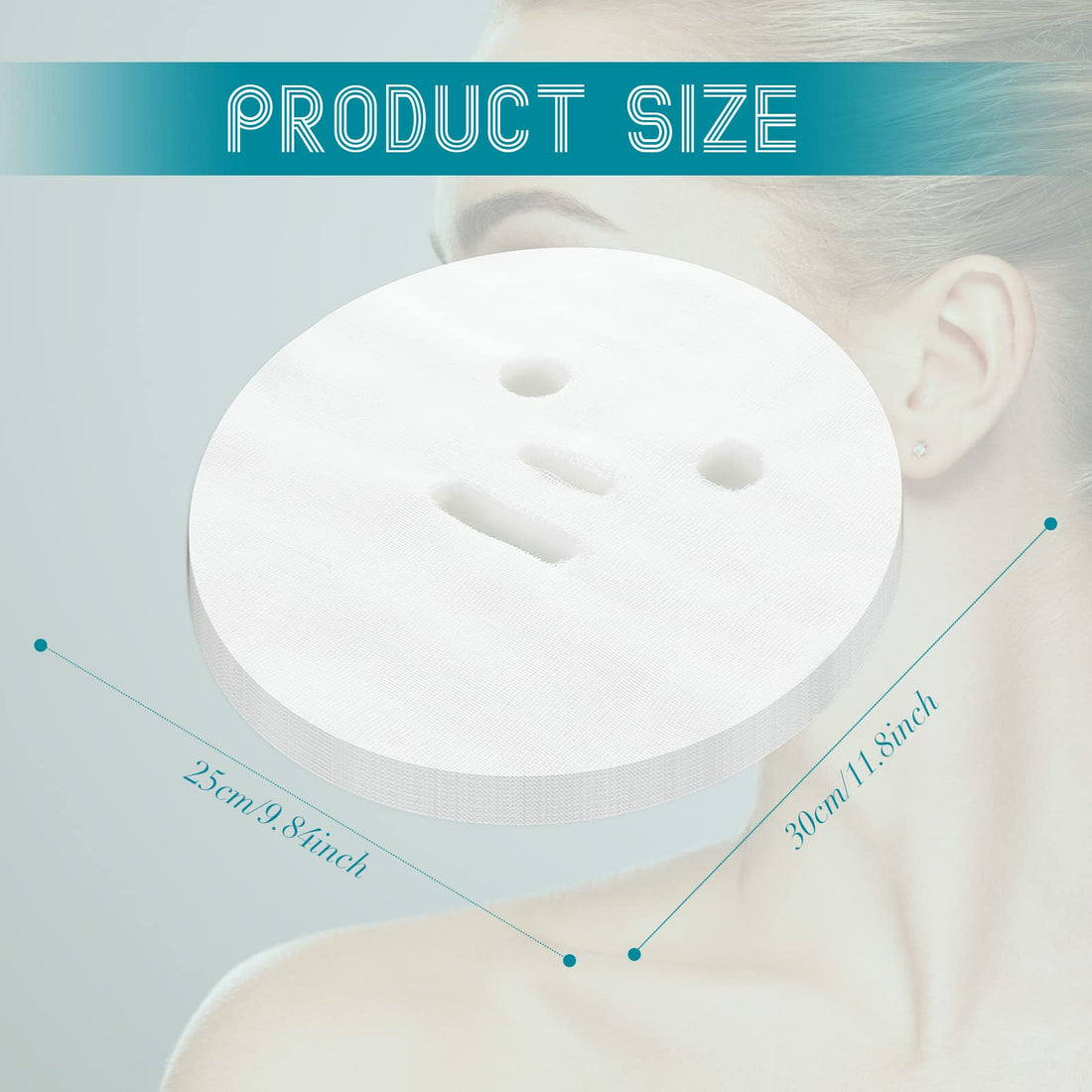 150 Pieces Pre-cut Gauze Facial Cotton Beauty Gauze Skin Care Face for Facial Spa, High Frequency (8 x 10 Inch, Round Face Style)