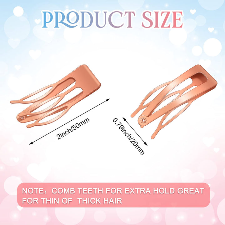 32 Pieces Snap Hair Clips Double Grip Hair Clips Metal Snap Clips for Hair Snap Hair Barrettes for Women (Black, Rose Gold, Gold, Gun Black)