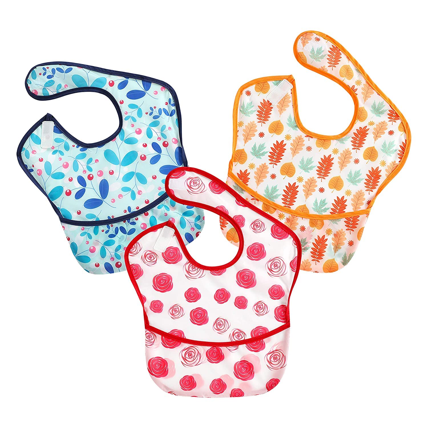 PandaEar 3 Pack Super Light Weight Baby Bib, Waterproof, Washable, Stain Oil and Odor Resistant 12-48 Months (Girl)