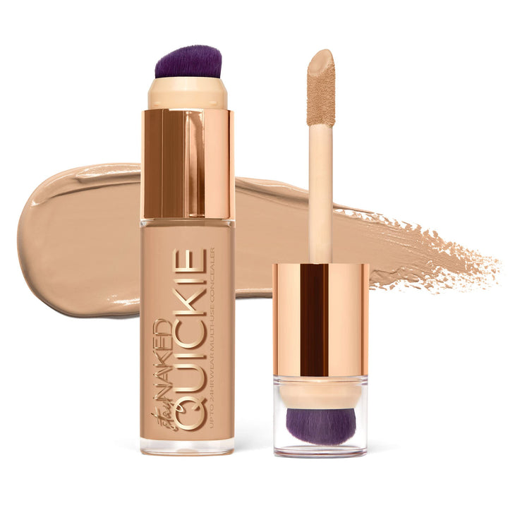 Urban Decay Quickie 24HR Full Coverage Waterproof Concealer (20NN - Fair Neutral), Natural Matte Finish, Hydrating Vitamin E, Dual-ended Buffing Brush & Multi-use Applicator - 0.5 fl oz