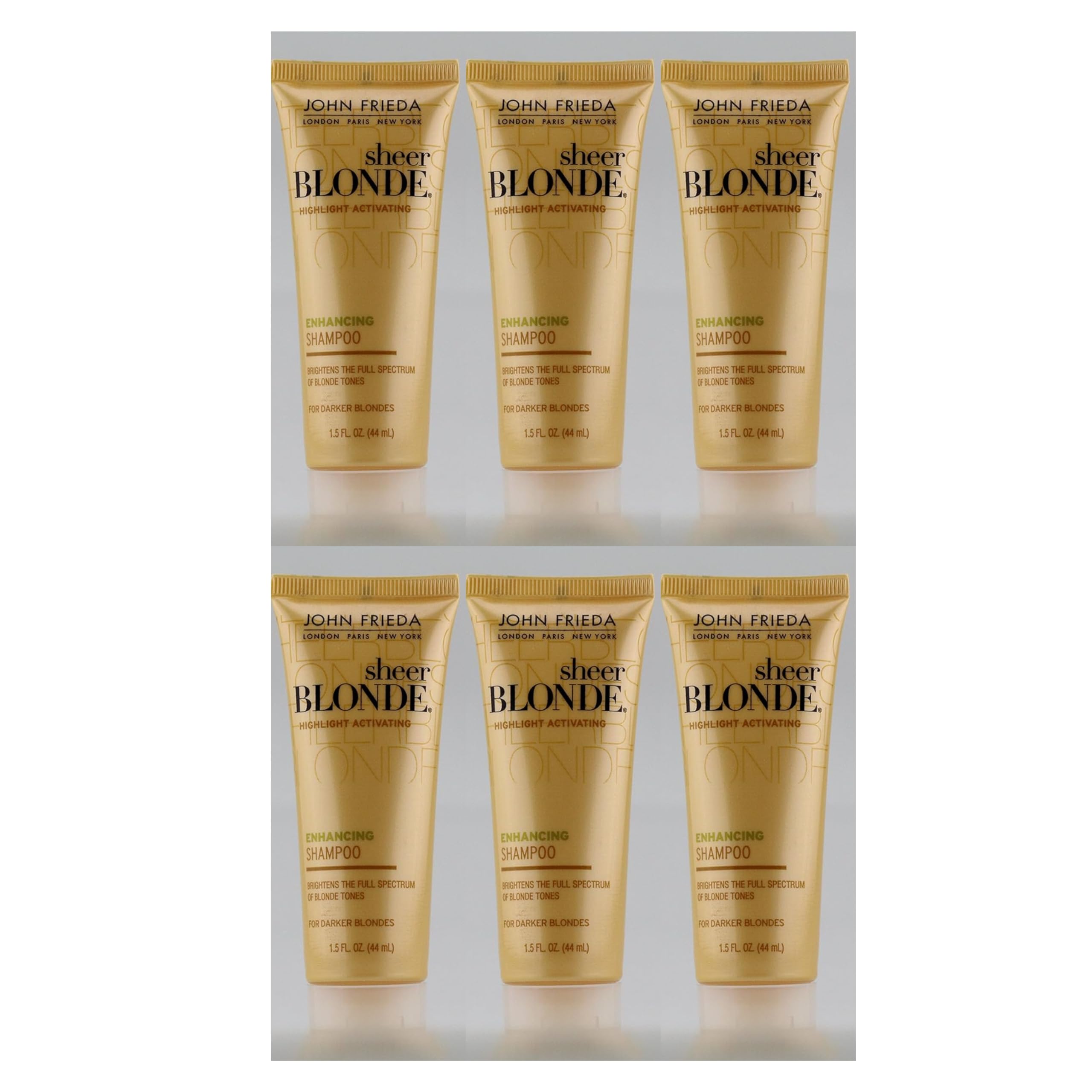 John Frieda Sheer Blonde Highlight Activating Daily Shampoo, Honey to Caramel, 1.5 oz (Pack of 6), For Darker Blondes