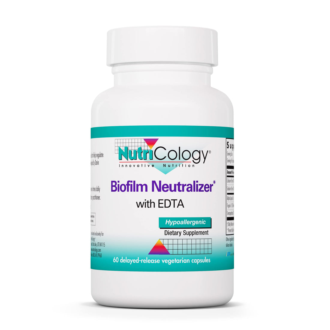 Nutricology Biofilm Neutralizer - Biofilm Defense, EDTA Supplement, Proteolytic Enzymes, Serrapeptase, Vegetarian Capsules - 60 Count