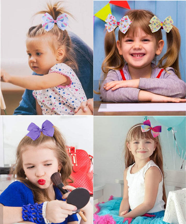 12Pcs Rainbow Heart Alligator Clips, Colorful Grosgrain Ribbon Hair Bows for Girls, Toddlers, Kids, and Teens