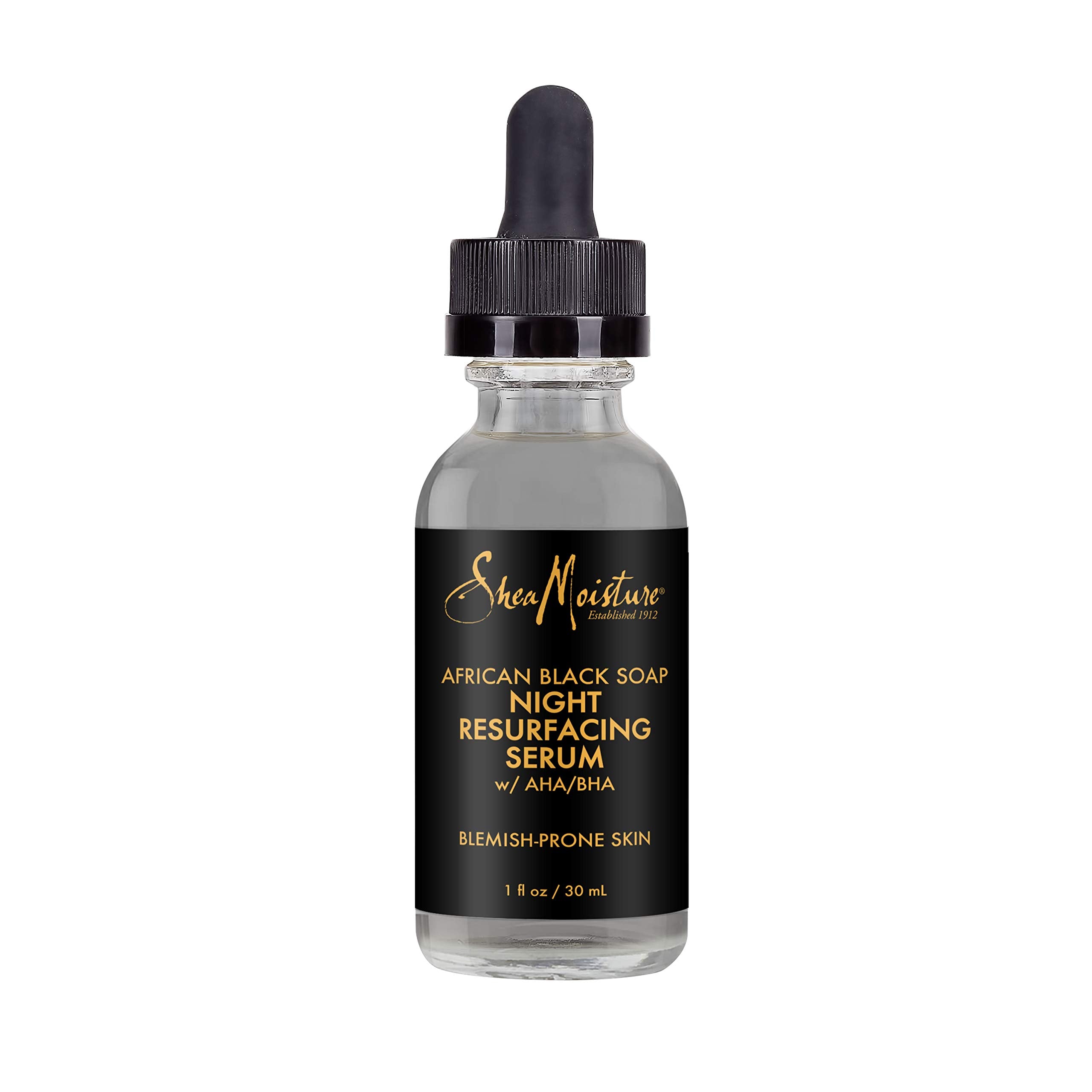 SheaMoisture Night Resurfacing Serum for Blemish Prone Skin African Black Soap With Shea Butter 1 oz