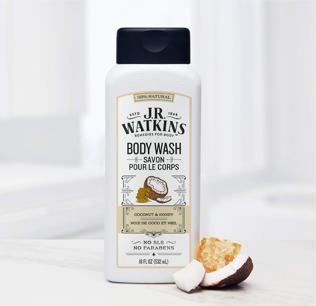 J.R.Watkins Daily Moisturizing Coconut Milk & Honey Body Wash, 18oz. Per Bottle