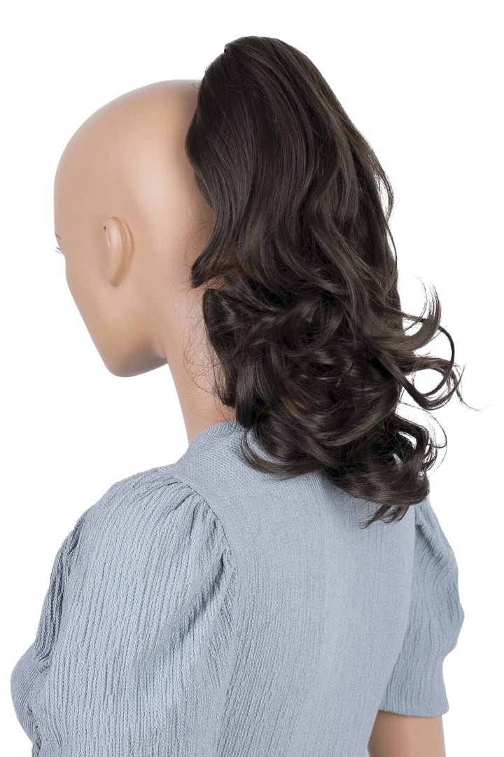 Prettyshop Hairpiece Dark Brown # 6 H131: Prettyshop 14 Hair Piece Pony Tail Clip On Extension Voluminous Wavy Heat-Resisting Dark Brown # 6 H131
