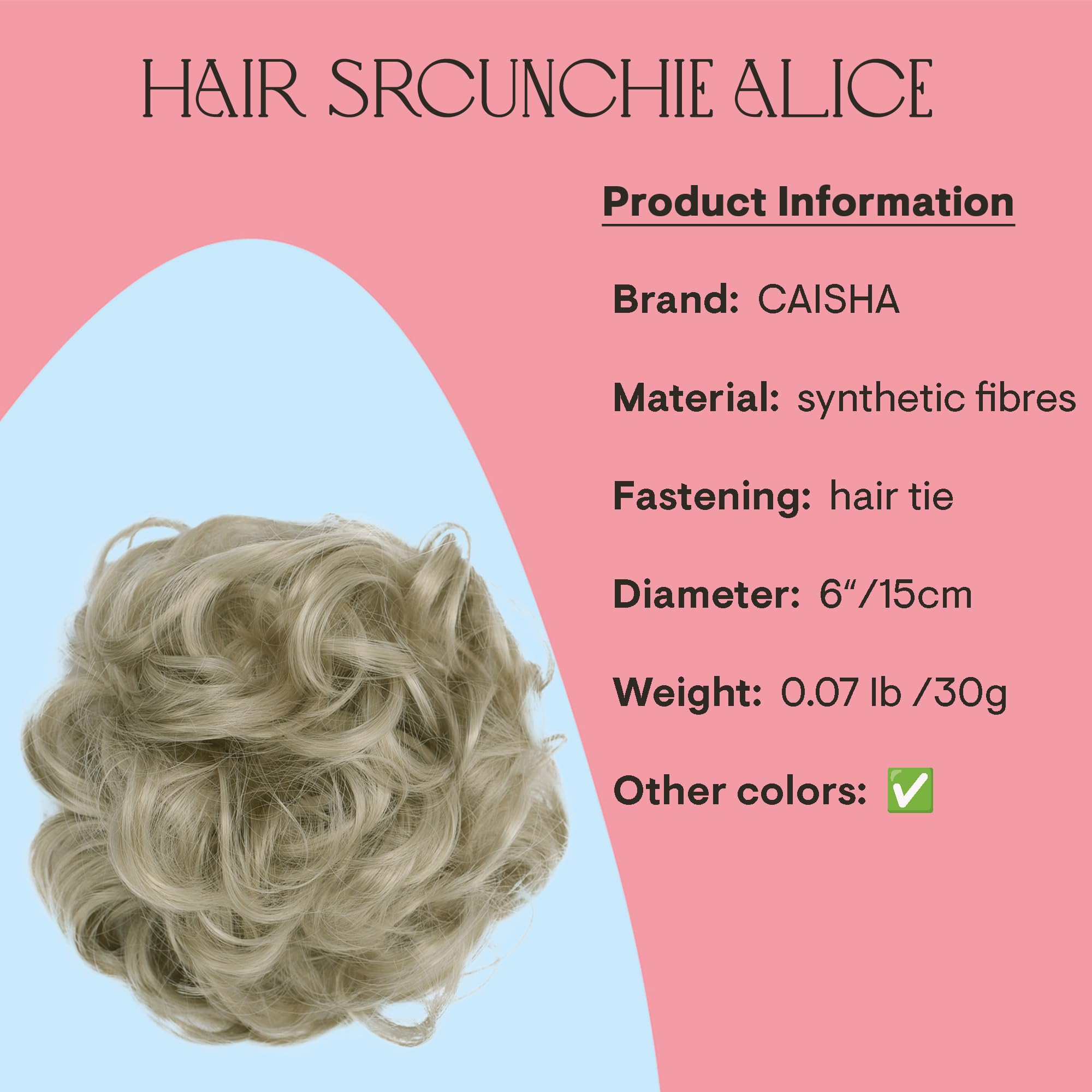 light blonde 22 : PRETTYSHOP Scrunchie Scrunchy Bun Up Do Hair piece Hair Ribbon Ponytail Extensions Wavy Curly or Messy light blonde 22