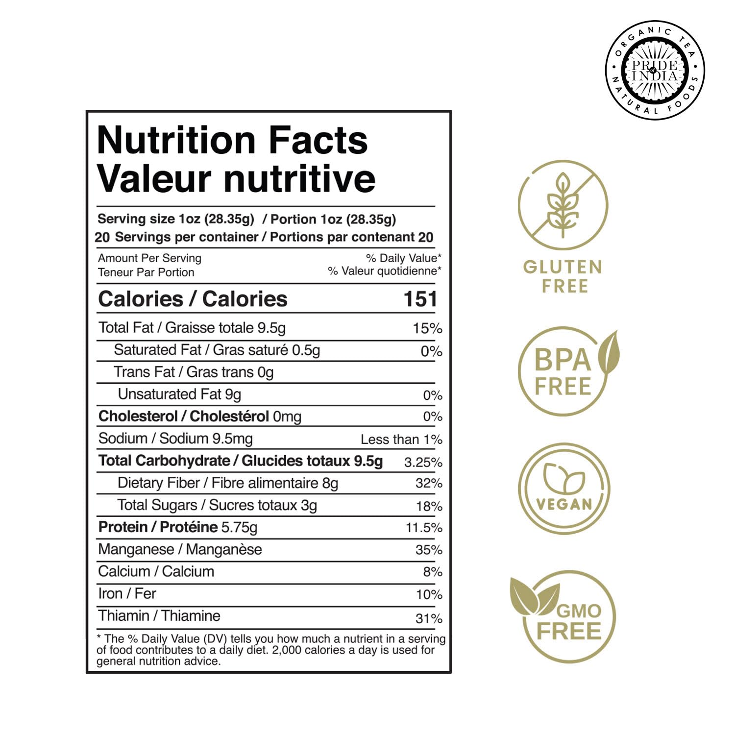 Pride Of India - Brown Flax Seed Omega-3 & Lignan Superfood, 1.25 lbs Jar