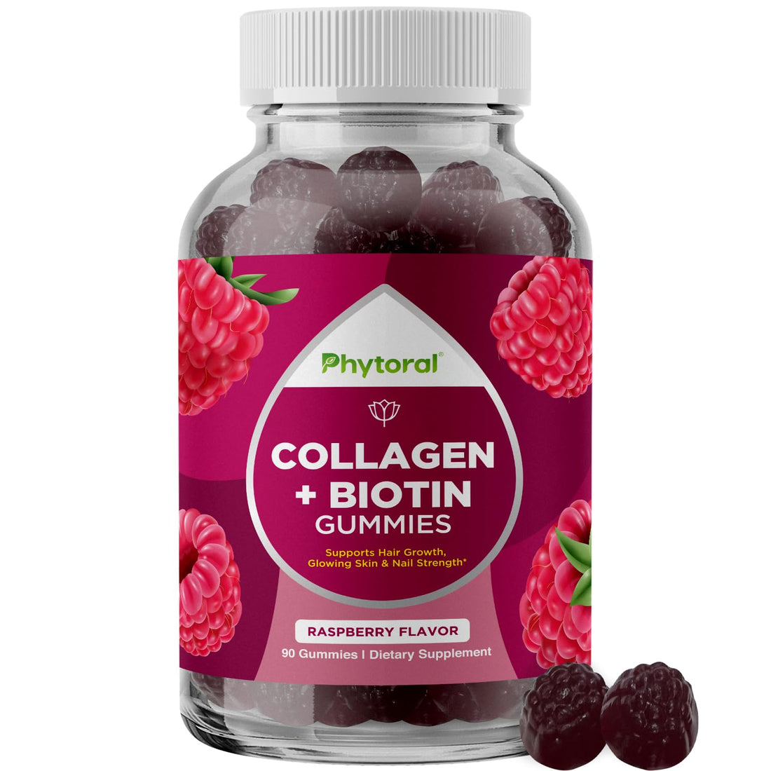 Extra Strength Fish Collagen and Biotin Gummies for Women - Hair, Skin and Nails Vitamins for Elasticity, Vitality & Hydration - Naturally Sourced Biotin and Collagen Supplements for Women - 90 Count