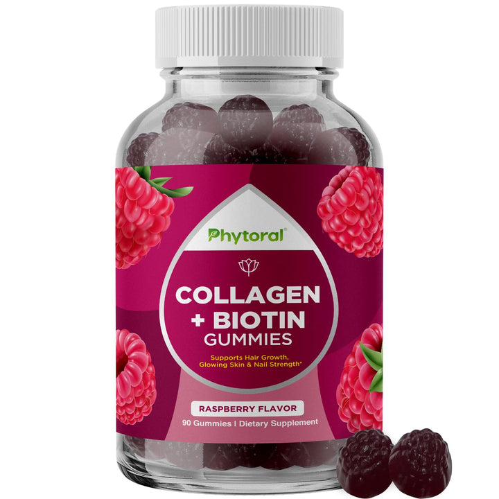 Extra Strength Fish Collagen and Biotin Gummies for Women - Hair, Skin and Nails Vitamins for Elasticity, Vitality & Hydration - Naturally Sourced Biotin and Collagen Supplements for Women - 90 Count
