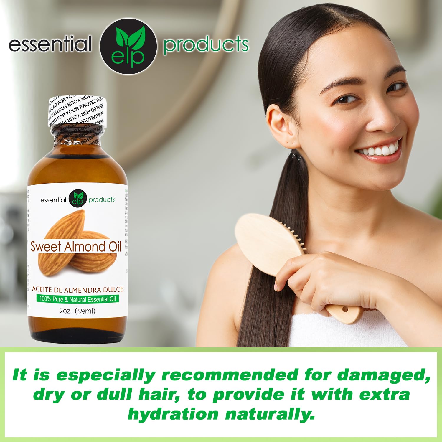 EASY LOOK ELP Pure Sweet Almond Oil 100% Pure & Natural Carrier Oil 2 fl oz