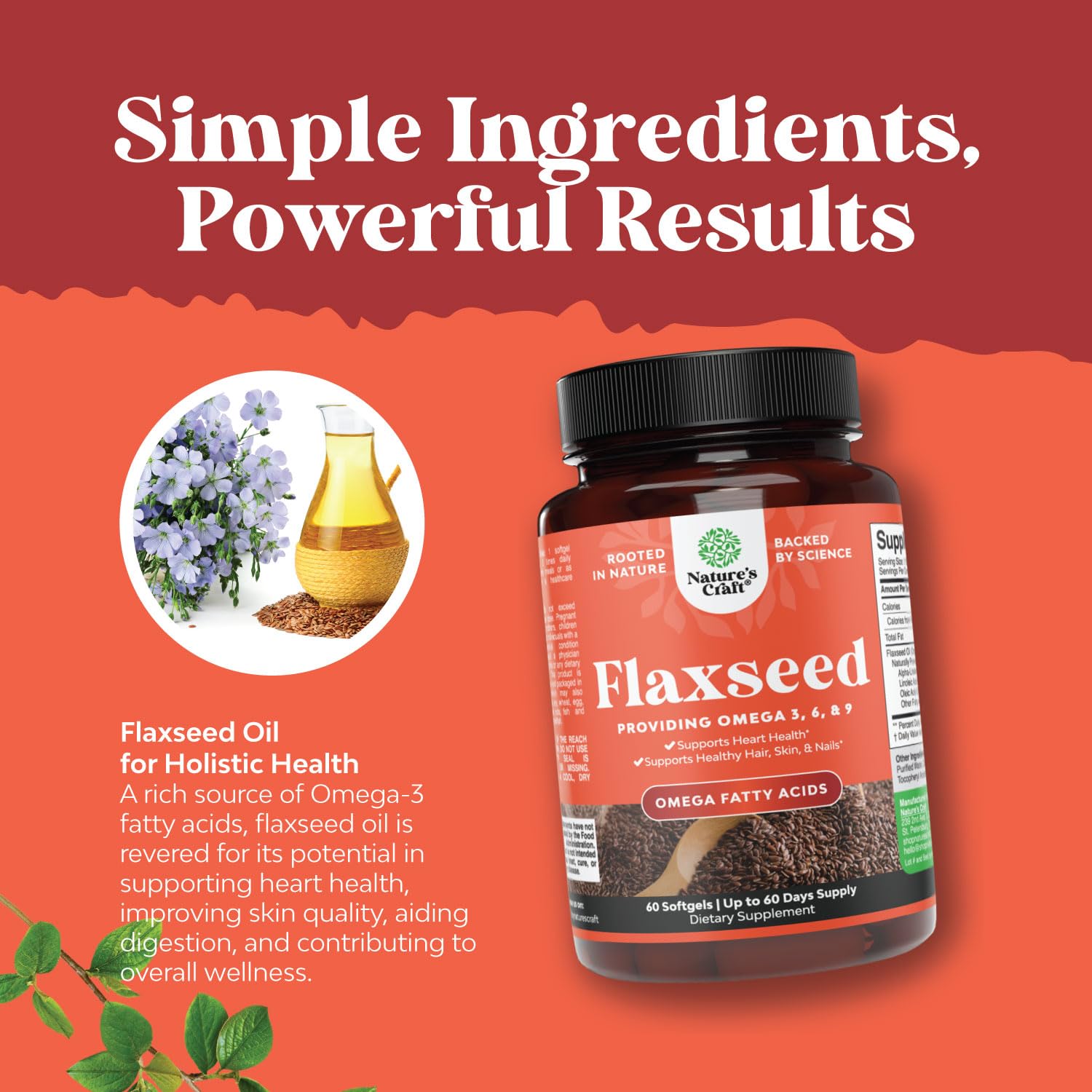 Flaxseed Oil 1000mg Softgels - High Potency Flax Seed Oil Softgels for Heart Health Digestion and Brain Support - Cold Pressed Organic Flaxseed Providing Plant Based Omega 3 6 9