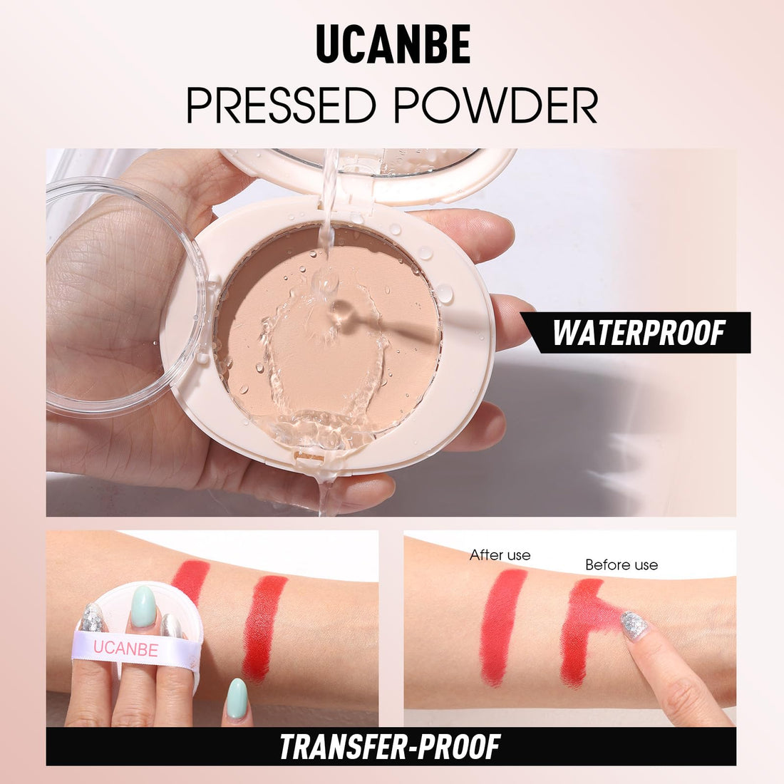 UCANBE 2-in-1 Pressed Face Powder & Foundation Makeup, Matte Oil Control Flawless Setting Powder, Korean Makeup,Waterproof Long Lasting Finishing Powder (Fair)
