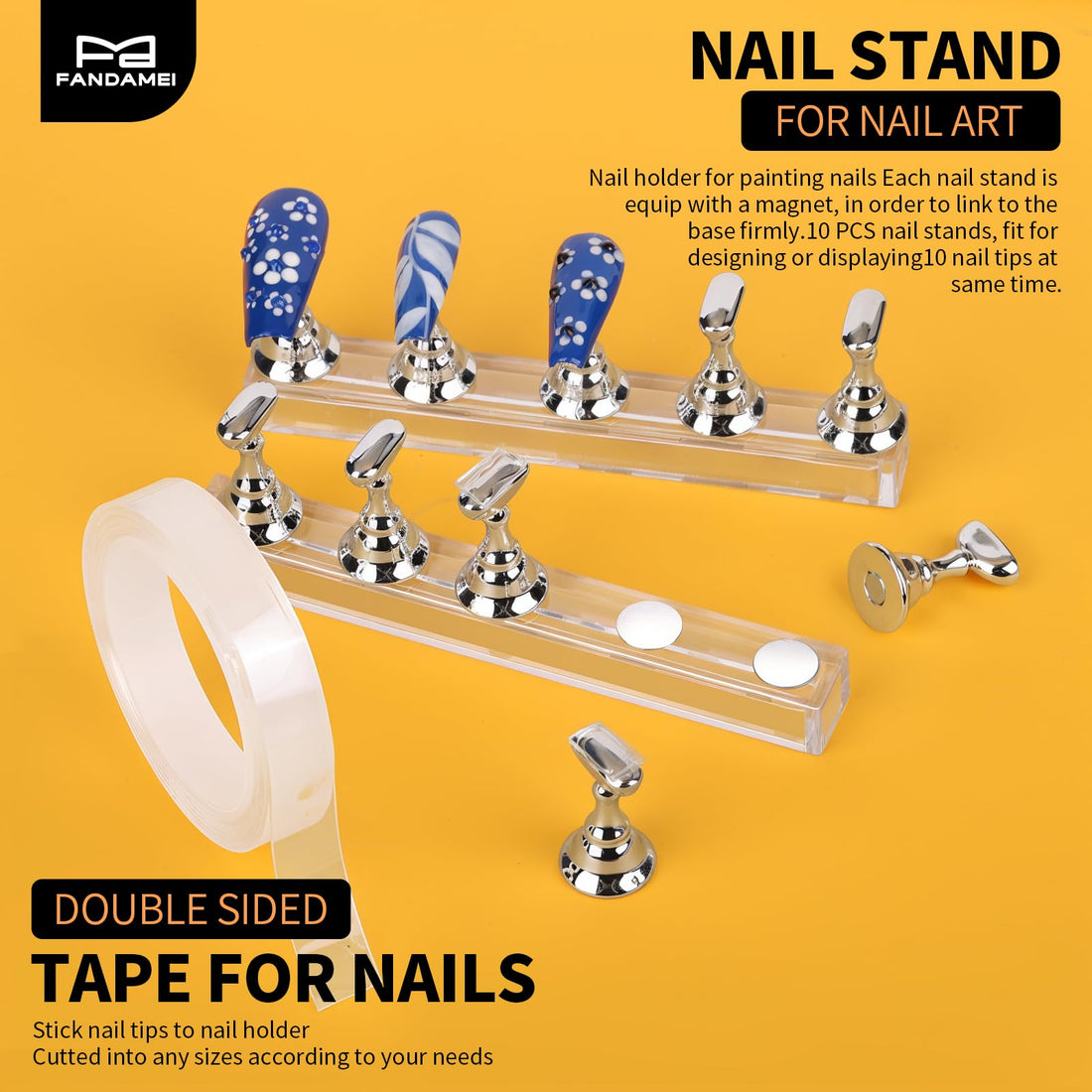 FANDAMEI Nail Art Tools, Nail Brush, 15 PCS Nail Art Brushes, 5 PCS Nail Dotting Tool, Nail Stand, Nail Holder For Painting Nails, Nail Tools, Nail Design Tools, White