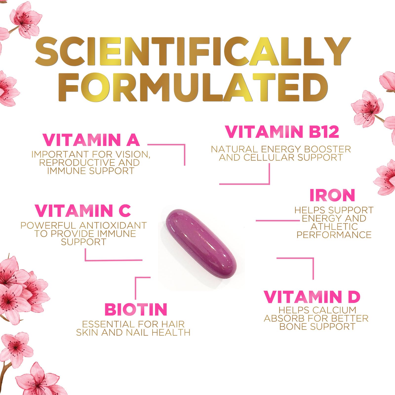 Multivitamin for Women with Iron, Calcium, Zinc, Vitamin A, C, D, E, & B Vitamins for Bone, Skin & Immune Health Support, Nature's Daily Womens Multivitamins for Women's Energy & Health, 120 Softgels