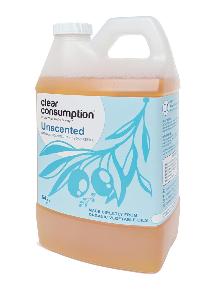 0.5 Gallon Unscented Clear Consumption Natural Foaming Hand Soap Refill - For Commercial & Personal Foaming Soap Dispensers