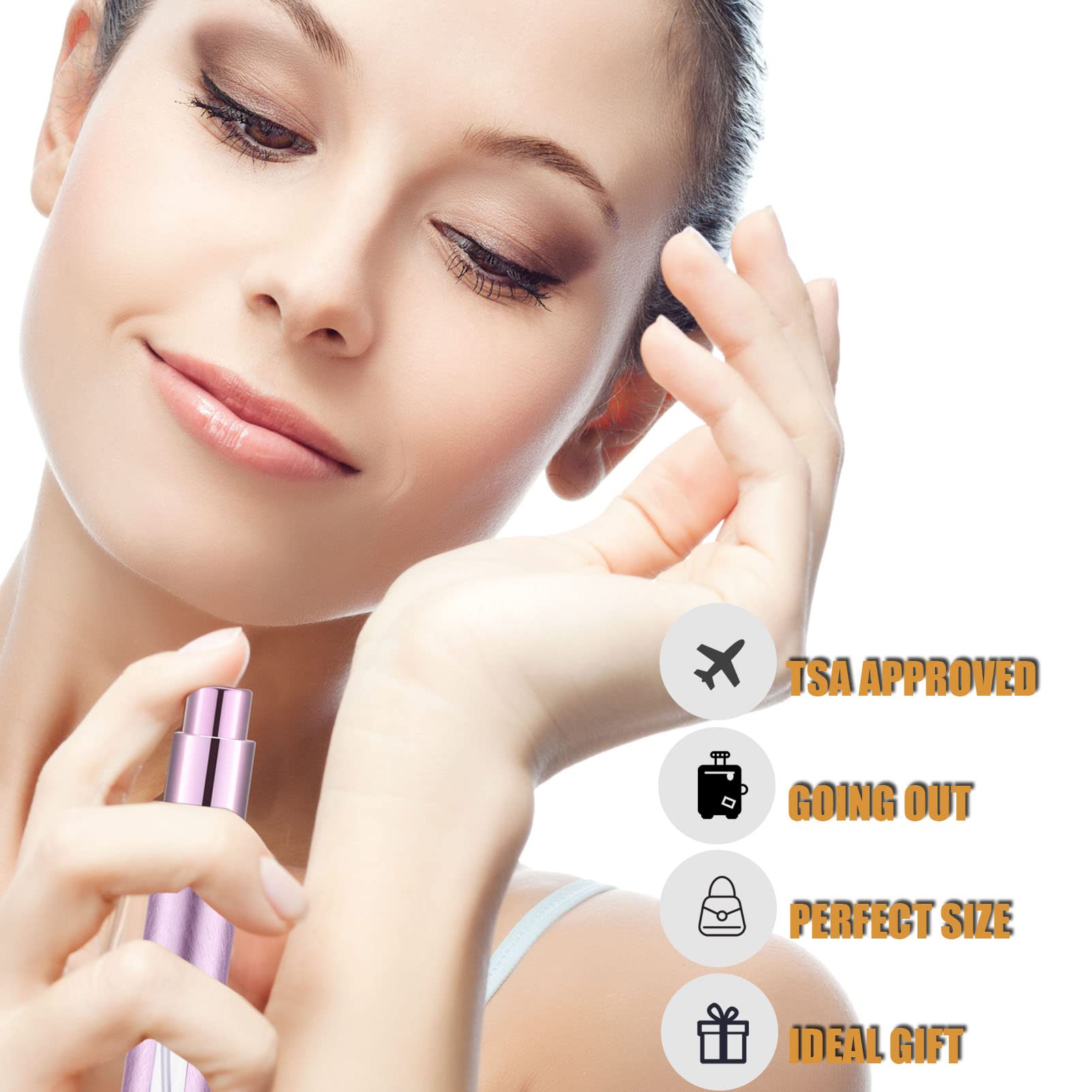 Lil Ray 12ml Portable Mini Perfume Atomizer(6 PCS),Refilable Small Spray Bottle for Travel, Empty Pocket Cologne Sprayer, Glass inner and Aluminum Housing(0.4Oz,Pack of 6 with different colors)