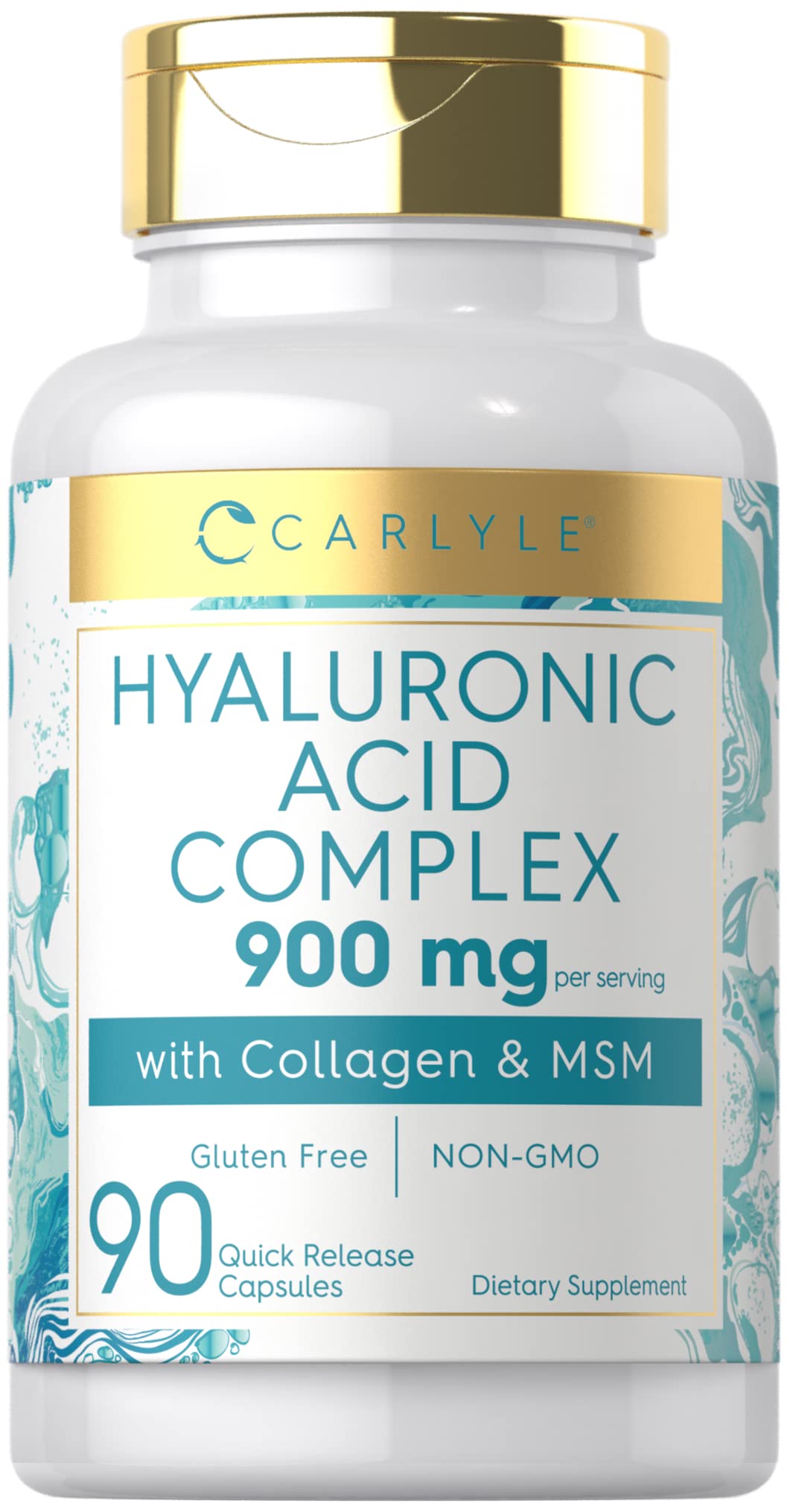 Carlyle Hyaluronic Acid Complex 900 mg | with Collagen and MSM | 90 Capsules | Non-GMO, Gluten Free Supplement