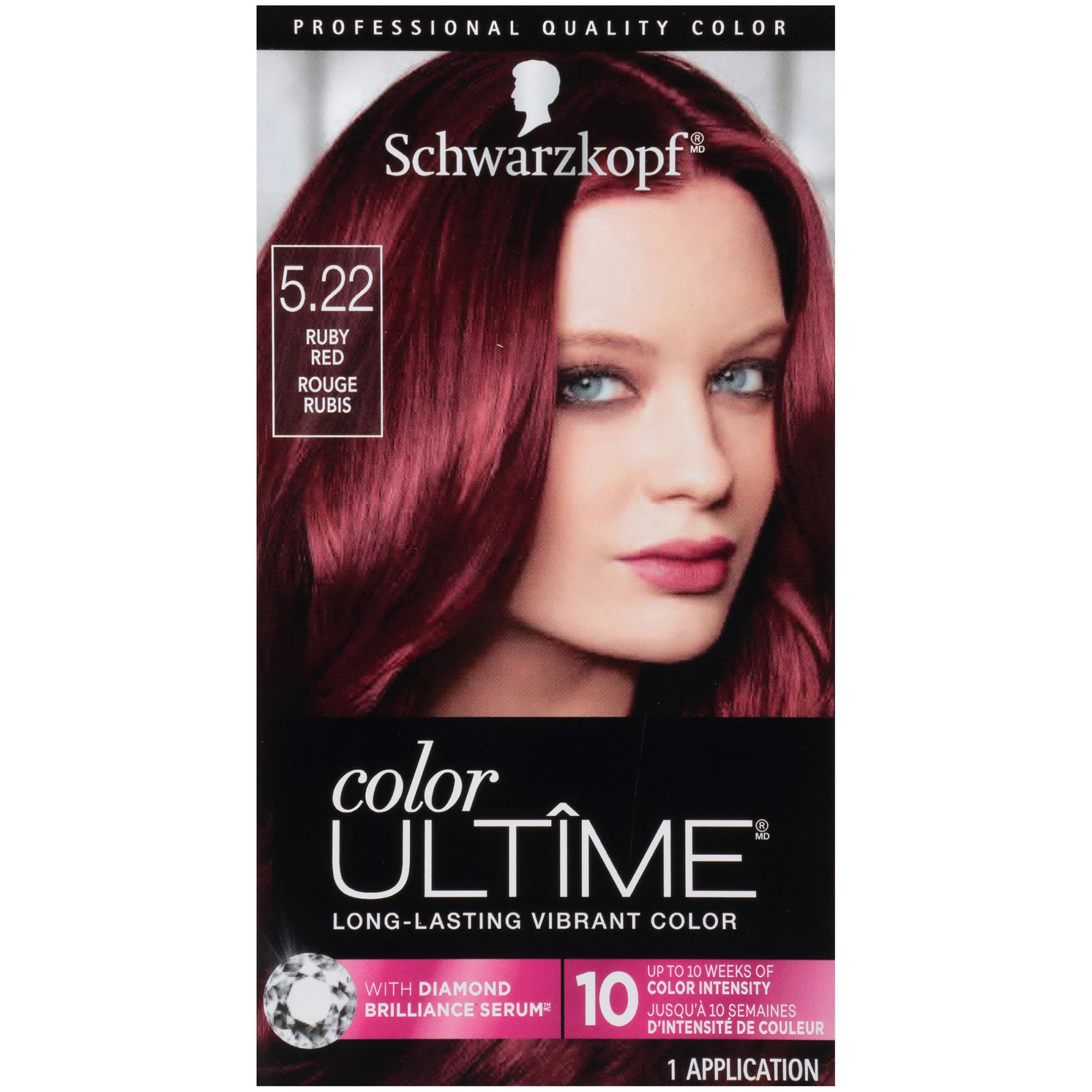 Schwarzkopf Color Ultime Hair Color, 5.22 Ruby Red, 1 Application - Permanent Red Hair Dye for Vivid Color Intensity and Fade-Resistant Shine up to 10 Weeks