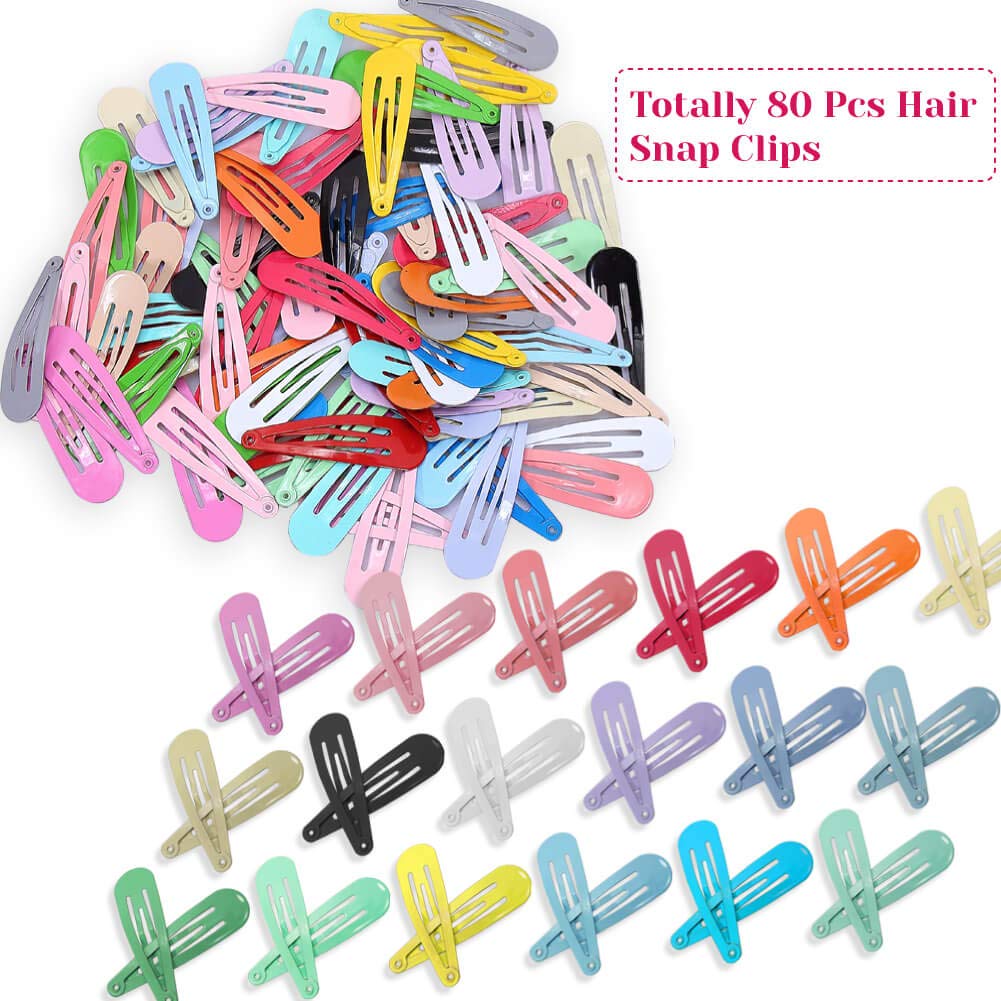 anezus 80 Pcs 2 Inch Snap Multicolor Hair Clips Non-Slip Metal Barrettes For Baby Girls Toddlers Kids Women Accessories