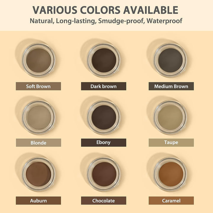 Eyebrow Pomade - Waterproof Brow Pomade for Long-lasting Results,Smudge Proof and Sweat Resistant Formula,Natural Eyebrow Makeup for All Skin Types and Tones - Dark Brown