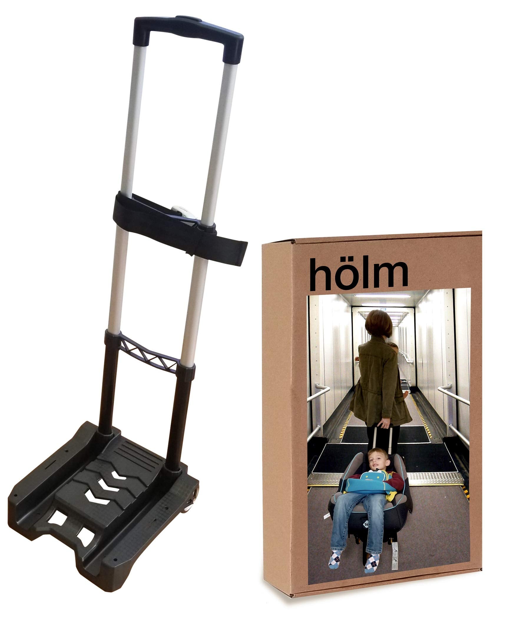 Holm Airport Car Seat Stroller Travel Cart and Child Transporter - A Carseat Roller for Traveling. Foldable, storable, and stowable Under Your Airplane seat or Over Head Compartment.
