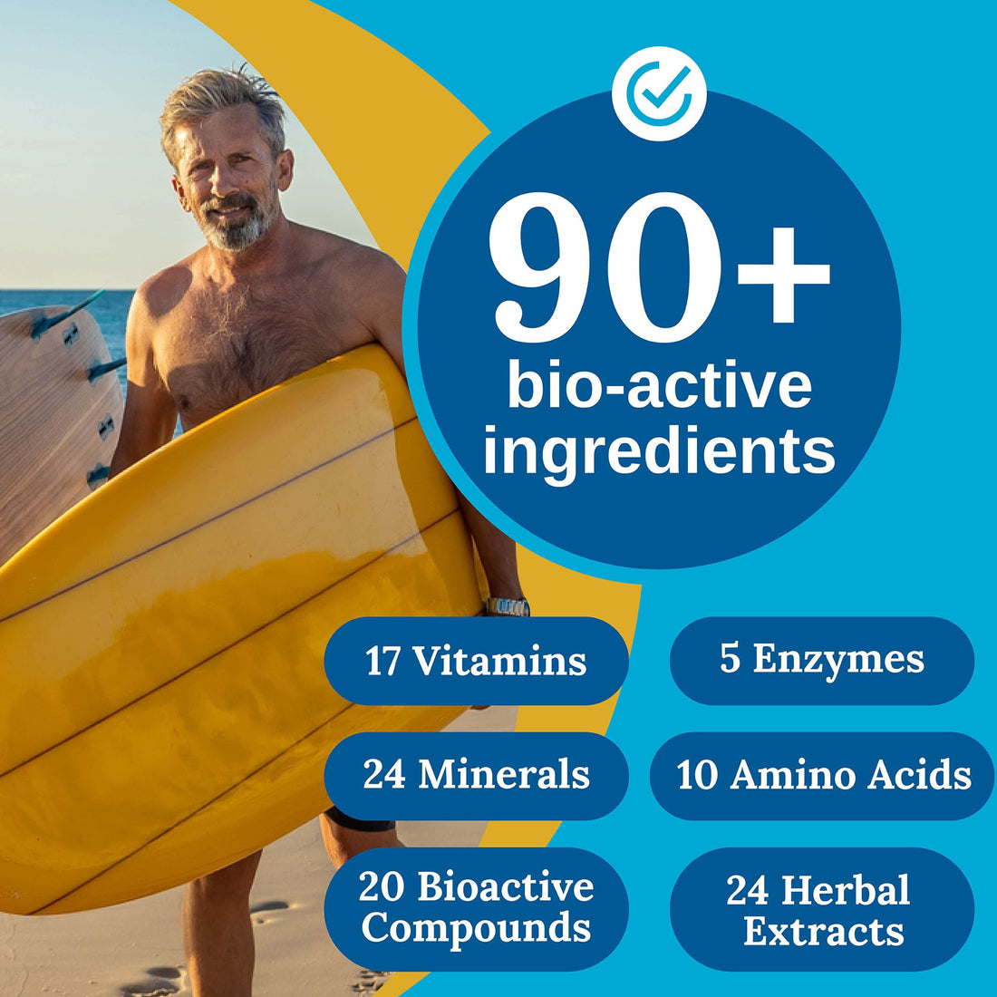 Xtendlife Total Balance Men's Premium Extra Strength Daily Multivitamin & Mineral - 90+ Nutrients for Complete Immune, Heart, Digestive, and Cellular Health - 30 Day Supply