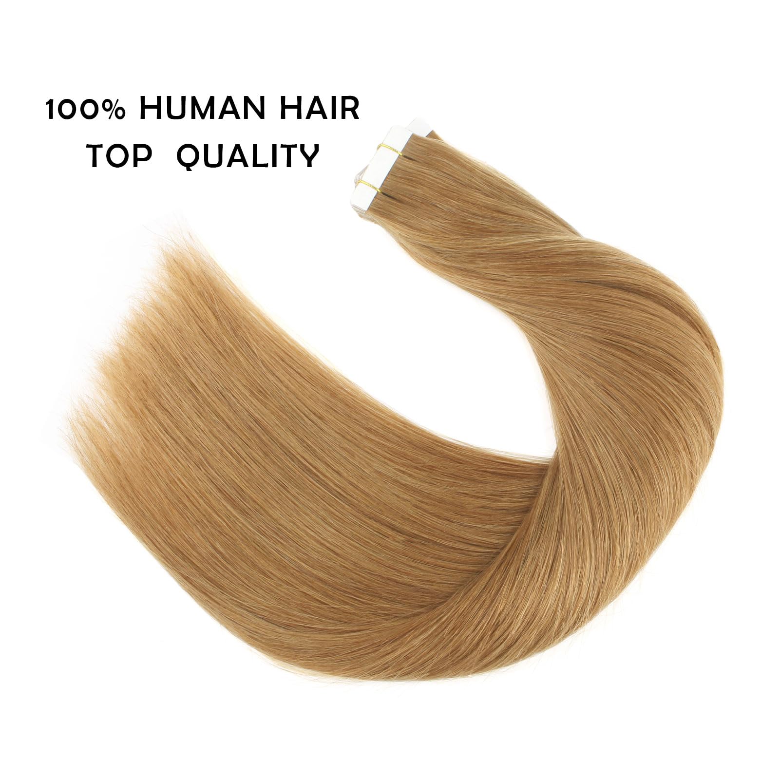 Sassina 8A Grade Reusable, Invisible, Seamless Skin Weft Human Extensions Double Side Tape in Extension Strawberry Blonde 20Pcs 50g/set (27# 18) : 18 inch, Strawberry Blonde