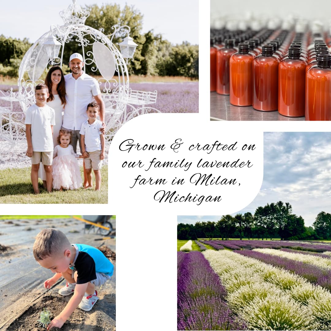 LAVENDER LANE Lavender Goat's Milk Hand & Body Lotion, 9 oz - USA Lavender Farm, Free Sachet Included, Organic Shea Butter, Organic Sunflower Oil.