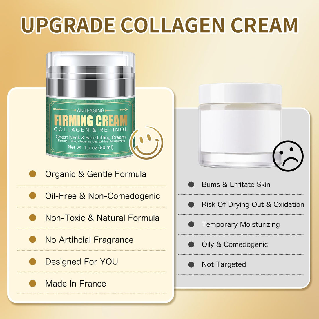 Anti Aging Firming Neck Cream - Face Moisturizer Retinol Cream Anti Wrinkle Neck Collagen Cream, Chest Neck & Face Lifting Cream|Repairing|Moisturzing Skin Care for Men & Women(1.7 OZ)