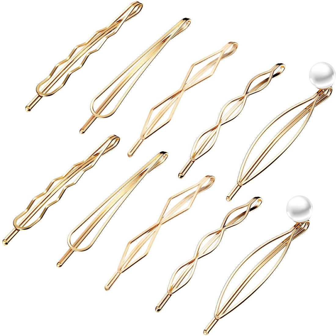 10 Pieces Geometric Metal Hair Clips Minimalist Dainty Hair Barrettes Metal Hair Accessories for Women Headwear Accessories, 5 Styles (Gold)