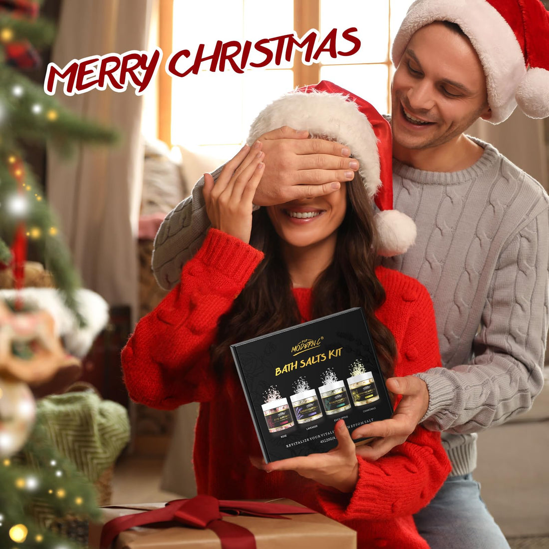 Epsom Bath Salts Gift Set for Soaking 4pcs Bath Salts with Essential Oils for Women Relaxing Lavender Eucalyptus Rose Chamomile Bath Set for Women Luxury Spa Birthday Mother's Day Christmas Gift