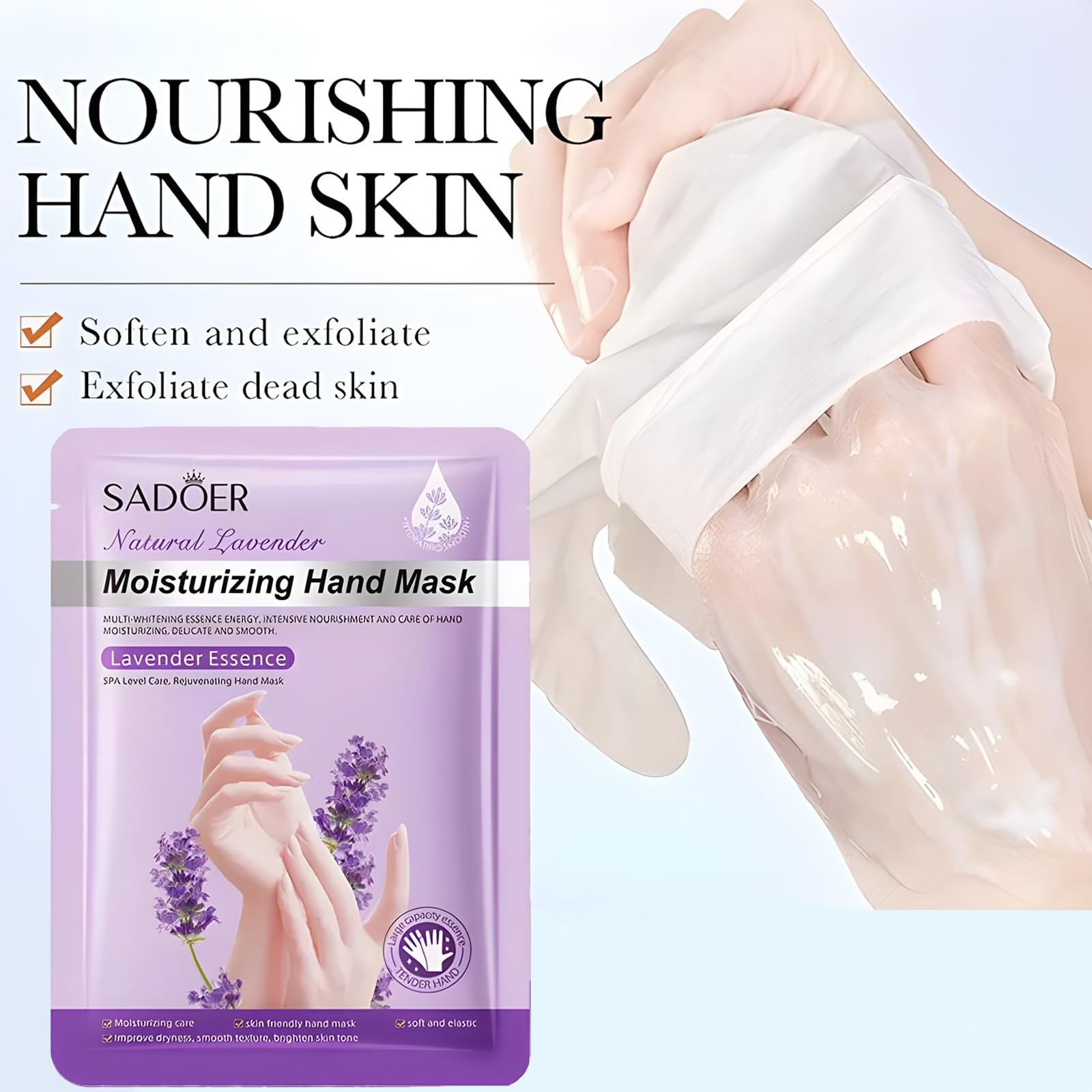 Chicwe 6 Pairs of Hand Masks Moisturizing Glove, Hydrating Hand Masks for Dry Peeling Hands, Exfoliating Collagen Gloves for Smooth Hands (Lavender)