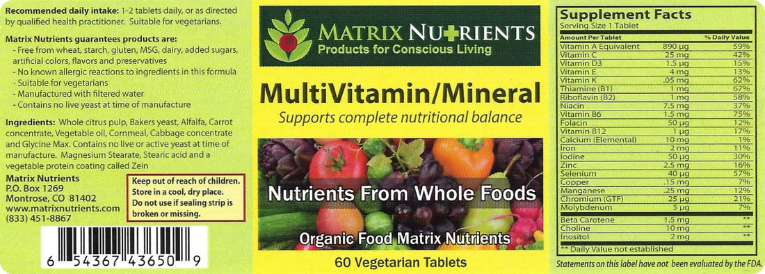 MULTIVITAMIN - Mineral - 100% Organic, Whole Food, Complete MultiVitamin - Great for Daily Health, Lifestyle and More: Vitamin A, Vitamin C, Vitamin D, Vitamin E and Much More! Vegan Tablets (60ct)