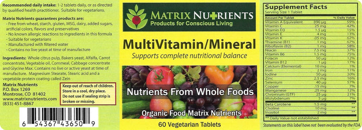 MULTIVITAMIN - Mineral - 100% Organic, Whole Food, Complete MultiVitamin - Great for Daily Health, Lifestyle and More: Vitamin A, Vitamin C, Vitamin D, Vitamin E and Much More! Vegan Tablets (60ct)