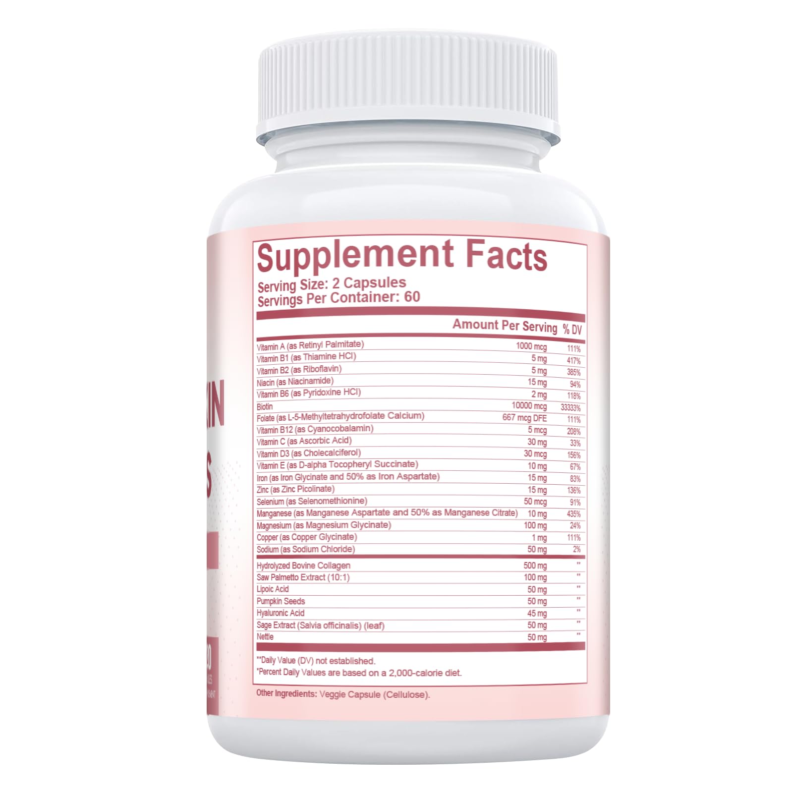 Migcopat Hair, Skin & Nails Supplement - 25-in-1 Formula with Biotin 10,000mcg, Collagen, Vitamins & Minerals - Supports Hair, Skin, and Nail Health for Women & Men - 120 Capsules