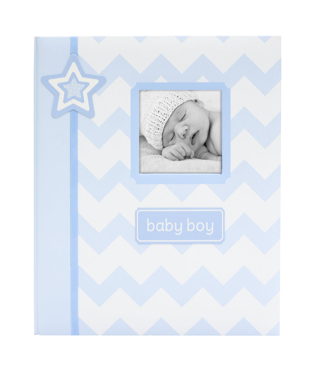 Lil Peach Chevron Baby Memory Journal Book, Baby Keepsake Journal, Blue
