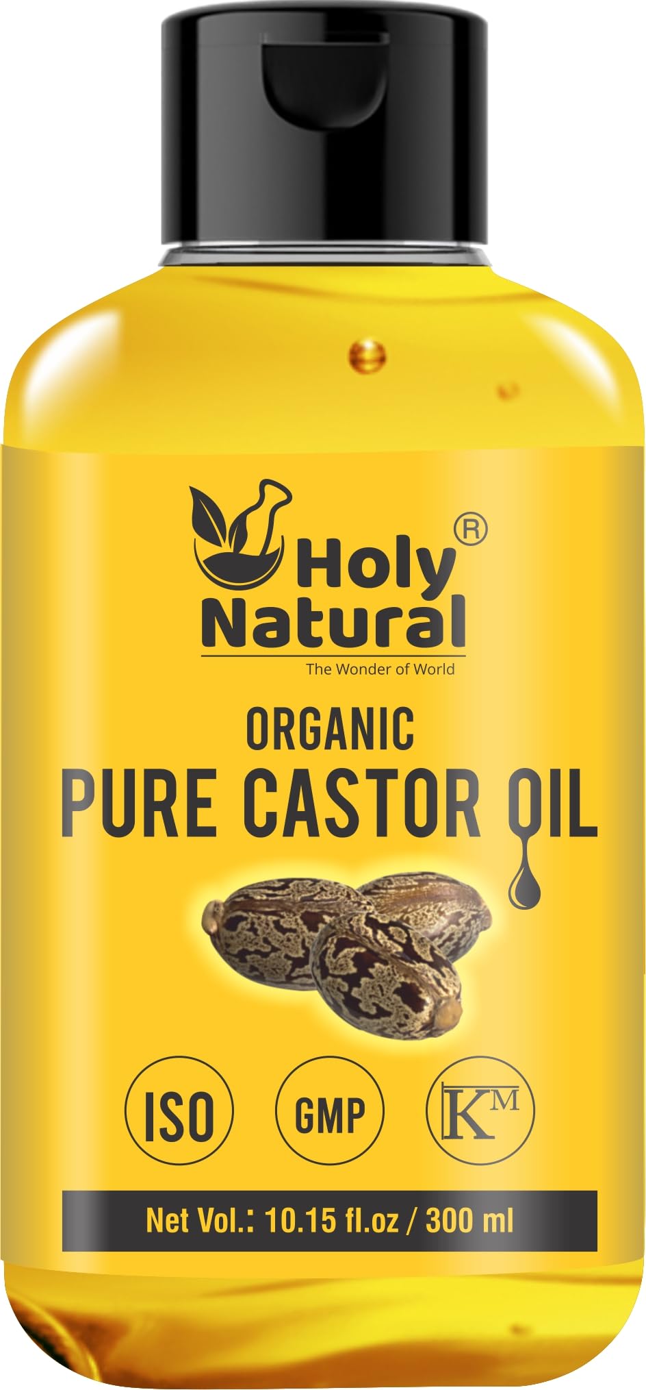 Organic Pure Castor Oil (10.15 floz/300 ml) USDA Certified Cold-Pressed, 100% Pure, No GMO, No Heat treatment, Hexane Free Moisturizing & Healing, For Dry Skin,Hair Growth, Massage, Lash Growth