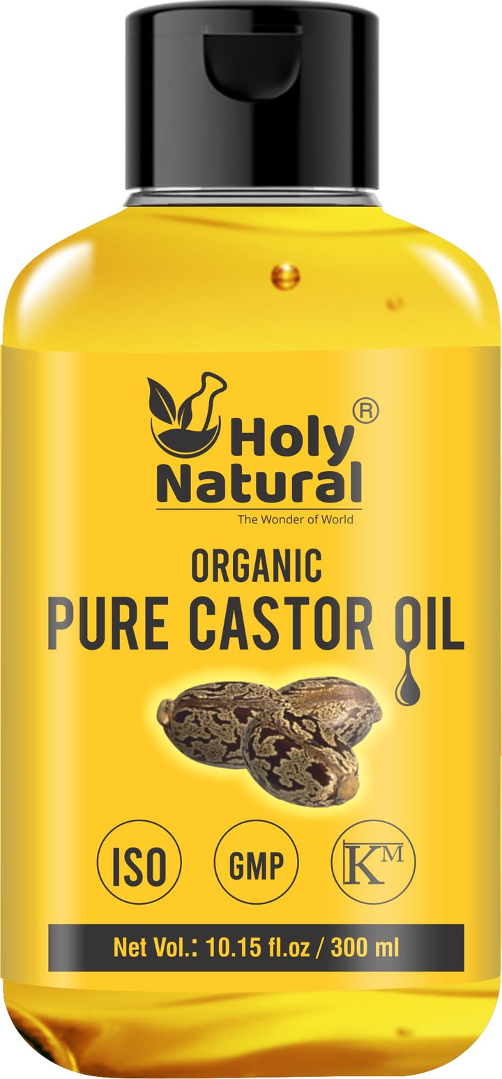 Organic Pure Castor Oil (10.15 floz/300 ml) USDA Certified Cold-Pressed, 100% Pure, No GMO, No Heat treatment, Hexane Free Moisturizing & Healing, For Dry Skin,Hair Growth, Massage, Lash Growth