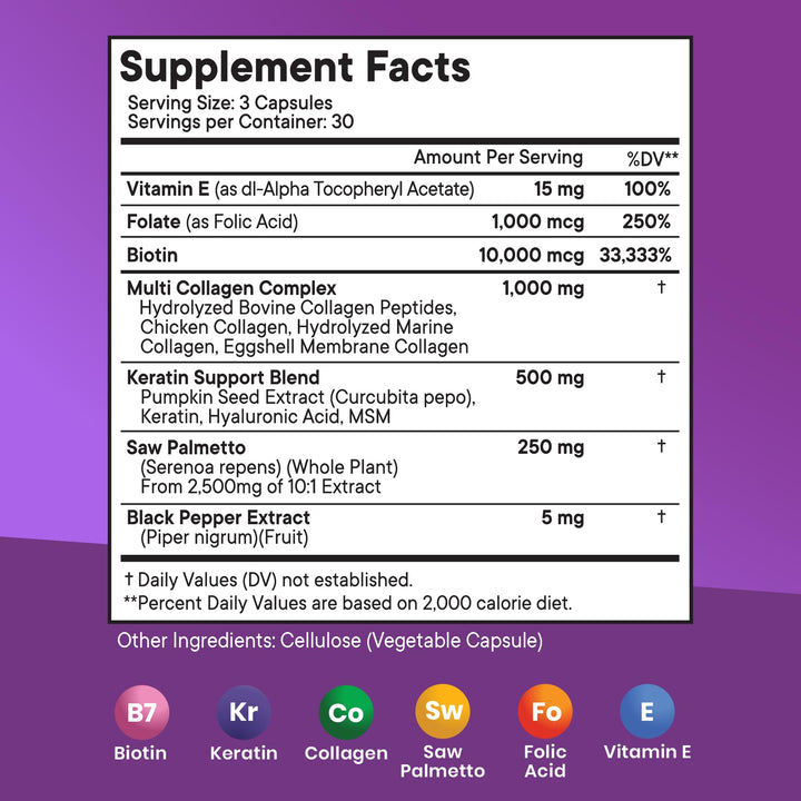 NEW AGE Biotin Collagen Keratin Hyaluronic Acid - 50,000mcg Hair Growth Vitamins for Men and Women, Nails, Hair, Skin Vitamins and DHT Blocker with Vitamin E Folic Acid Pumpkin Seed MSM - 90 Count