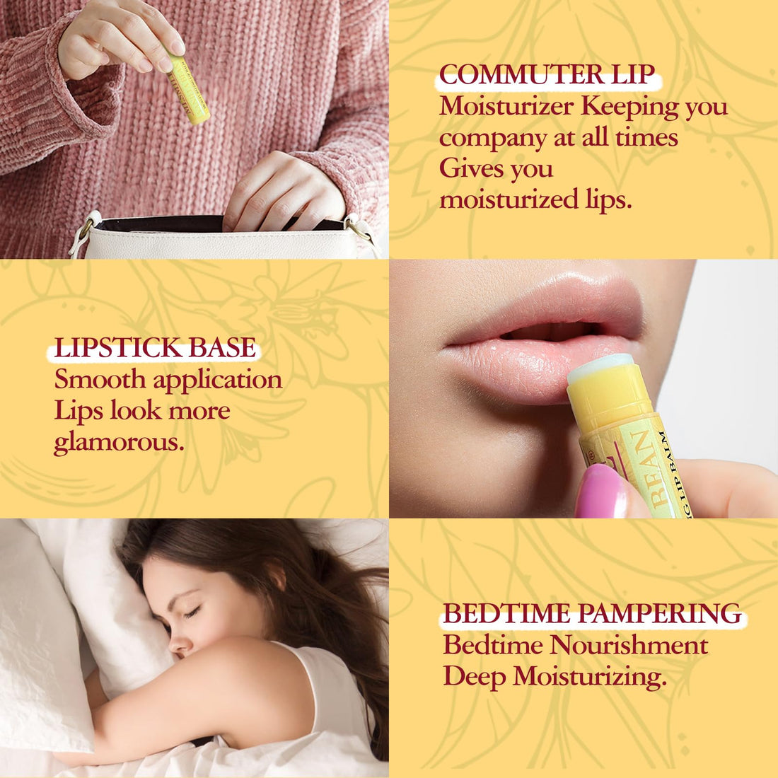 4PCS Lip Balm Set Lip Care with Vitamin E fruity Moisturizing lip balm,Beeswax Classic Set,Original Beeswax Moisturizing Lip Balm,Prevents & Soothes Dry, Chapped Lips Moisturize all day