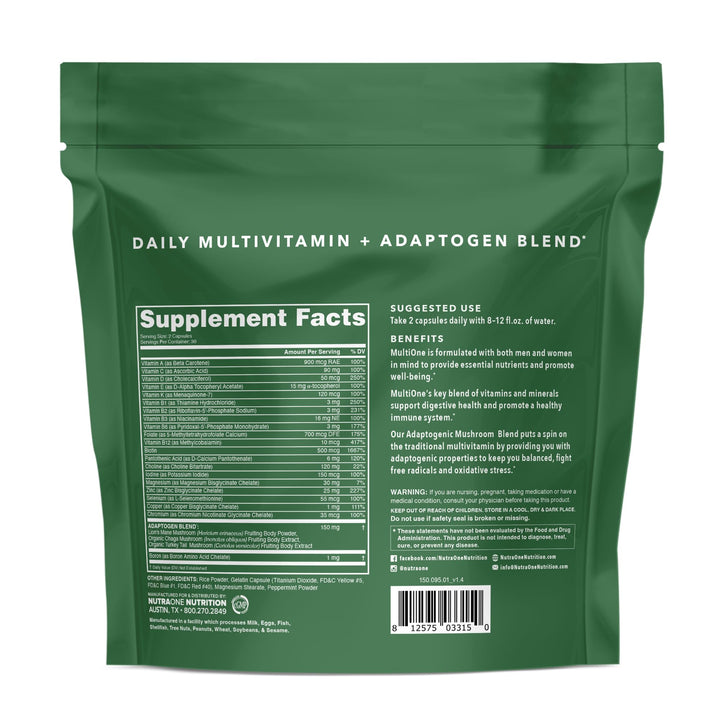 MultiOne Men & Women’s Daily Multivitamin - Essential Nutrients and Minerals for Optimal Health (60 Capsules)