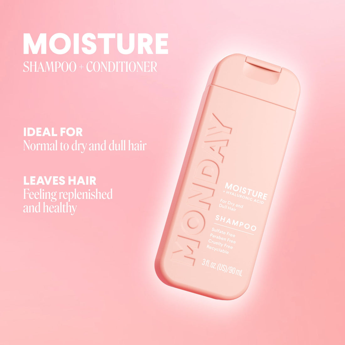 Monday Haircare Moisture Shampoo & Conditioner Travel Pack - 3oz, 90ML Travel Kit (2 x Shampoo,2 x Conditioner)