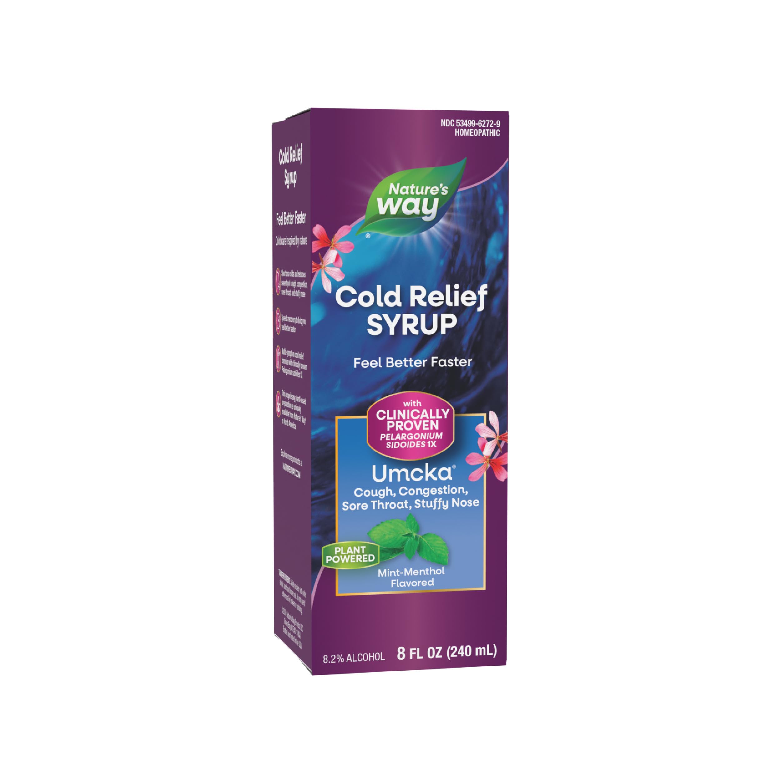 Nature's Way Umcka ColdCare Homeopathic, Shortens Colds, Sore Throat, Cough, and Congestion, Phenylephrine Free, Non-Drowsy, Mint-Menthol Flavored, 8 Fl. Oz Syrup