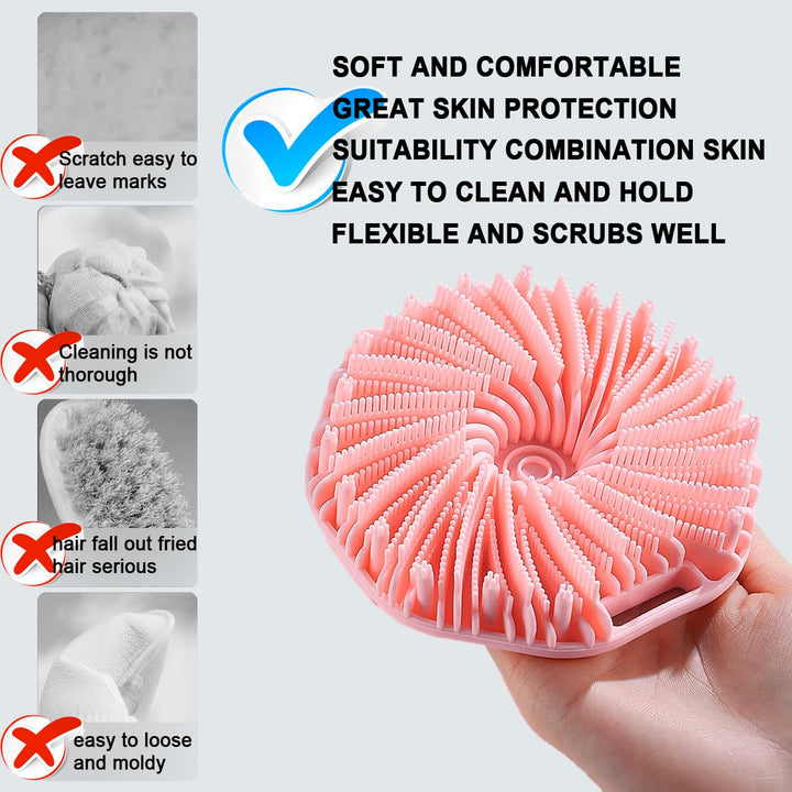 Silicone Body Scrubber, Exfoliating Body Scrubber for Sensitive Skin, Non-Slip Shower Scrubber for Body, Silicone Body Brush for Showering, Charcoal, Effective Showering Exfoliation, Gentle Massage