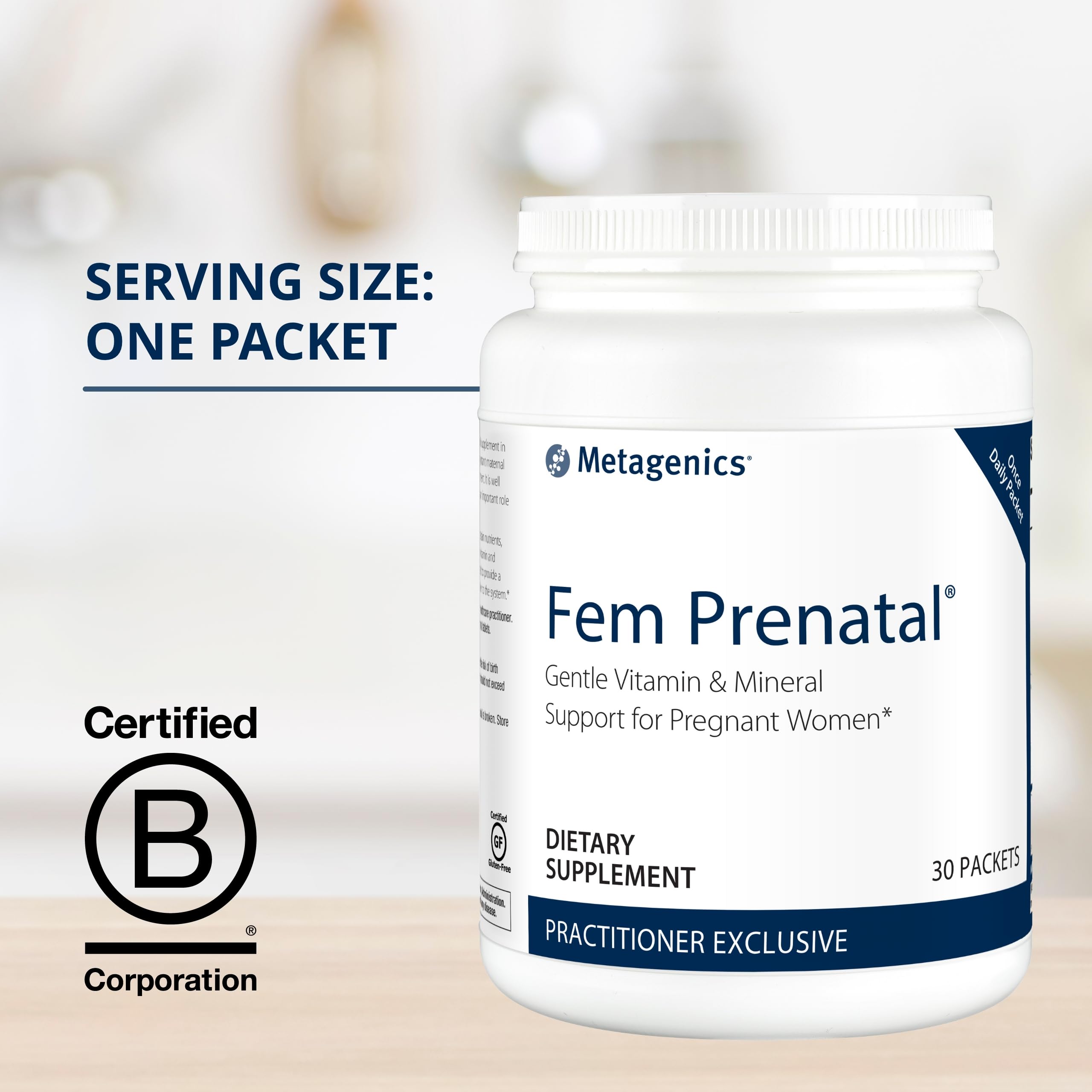 Metagenics Fem Prenatal - Prenatal Vitamin & Minerals Supplement* - Prenatals for Women* - with Vitamin C, Iodine & Biotin - Multivitamins Gentler to The System - 30 Packets