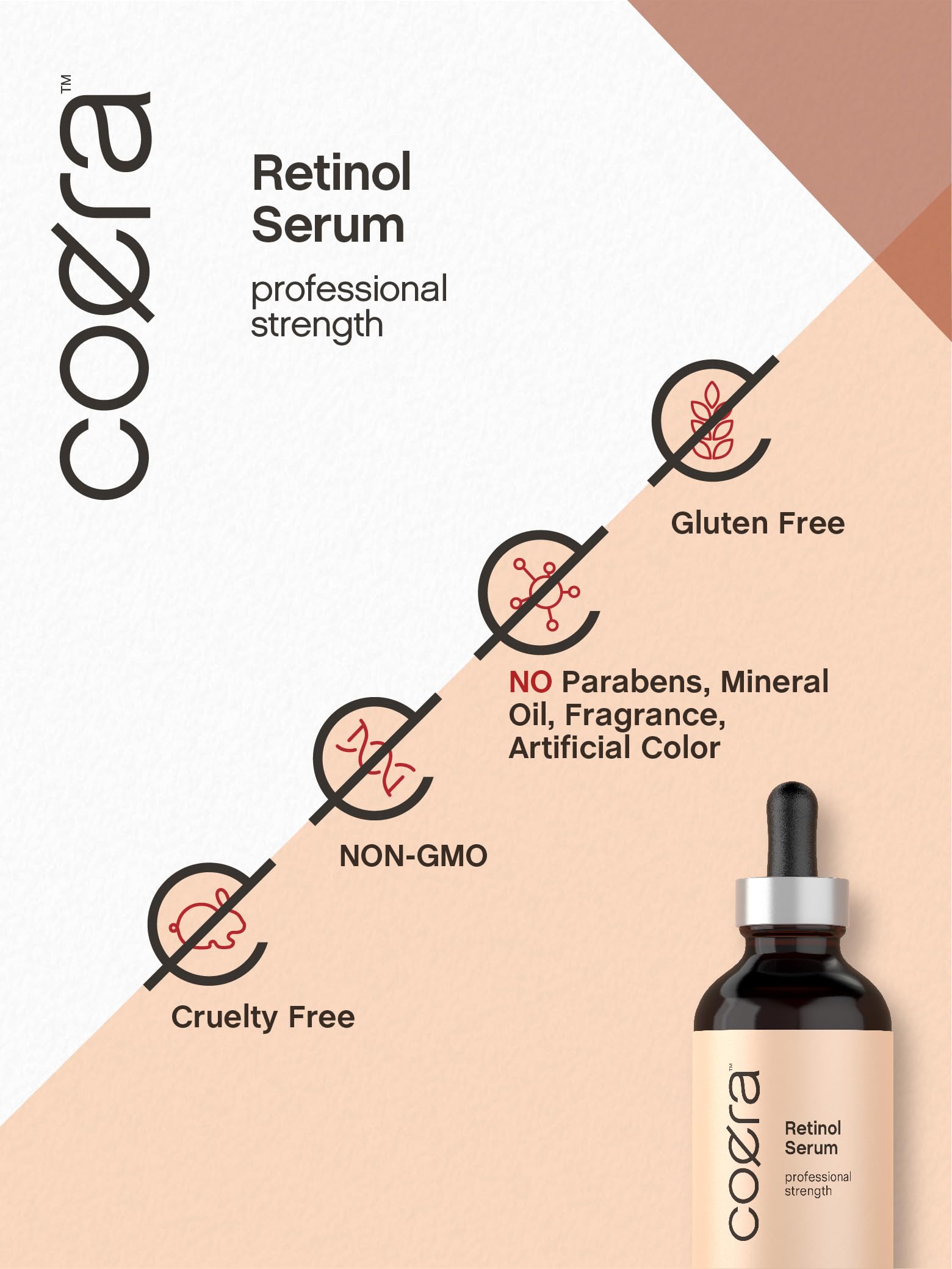Coera Retinol Serum for Face | 4 fl oz | Professional Strength | Hydrating Skin Oil | Free of Parabens & Fragrances | Packaging May Vary