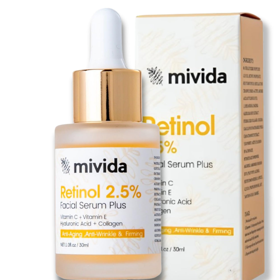 Premium Retinol Serum for Face 2.5% | Plus Hyaluronic-Acid, Vitamin C & Vitamin E | Firming Anti Aging Face Serum for fine lines, Wrinkle Smoothing, Dark Spot Corrector, Brighten Dullness | 1 Fl Oz