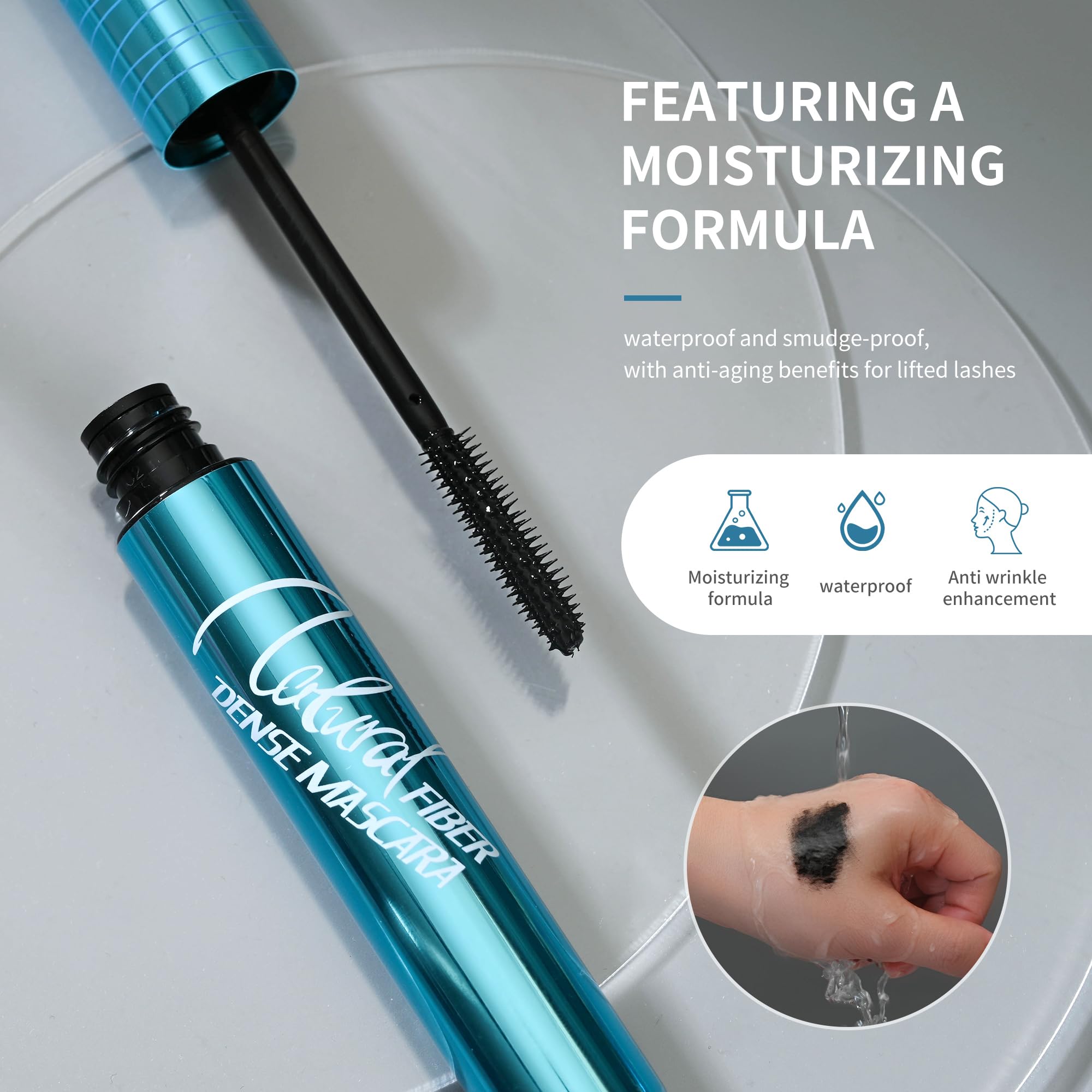 Mascara for Older Women - Volumizing Waterproof Hypoallergenic Black Mascara for Thinning Lashes & Sensitive Eyes, Smudge-Proof Formula (1 Pack)