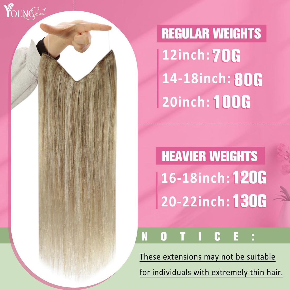 YoungSee Hair Extensions Wire Human Hair Dark Ash Brown Highlight with Golden Blonde Wire Hair Extensions Human Hair Highlight Hair Extensions with Clips in Wire Real Hair 16in 80g